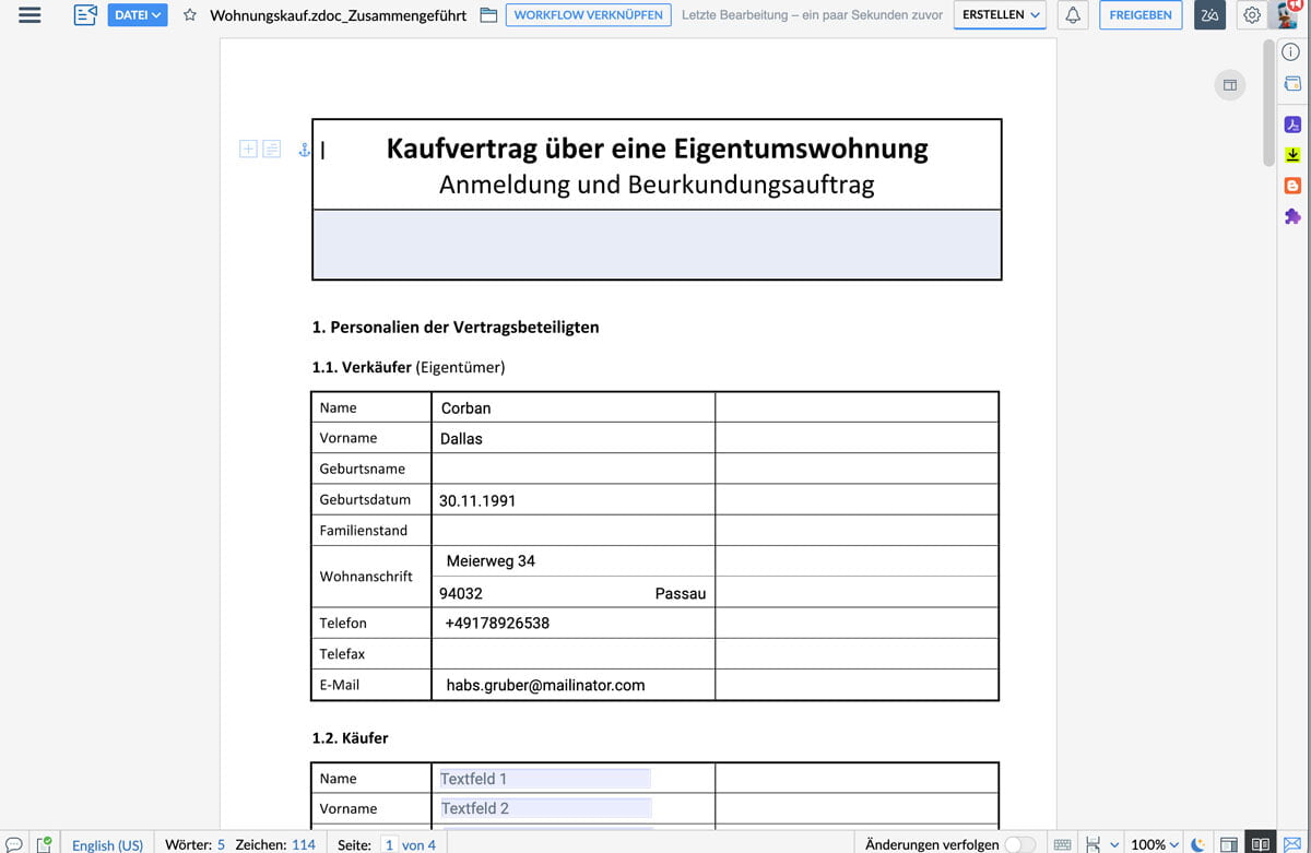 CRM Vertragerstellung